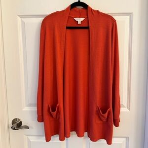 Market & Spruce Bold Orange Open Cardigan
